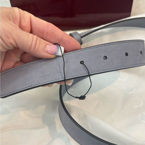 NEW Gucci Gray SUEDE Leather Belt with Silver GG Buckle size 95/38 - Picture 5 of 12